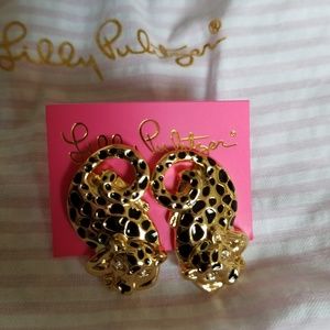 NEW wot Lilly Pulitzer Gold Leopard Earrings